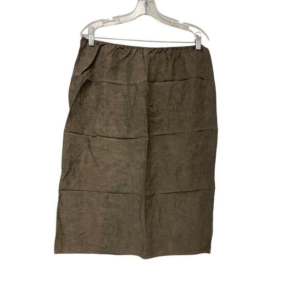 Massimo Dutti Womens Midi Skirt Large L Brown wrinkle effect flowy 5219/869 NWT - Picture 2 of 11